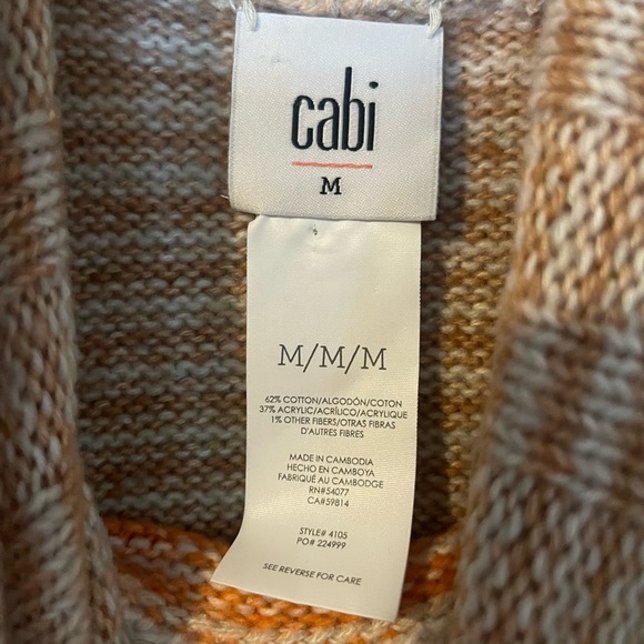 CABI Women's Ombre Sweater Long Sleeve Amber Turtleneck Orange Gray - Picture 3 of 5